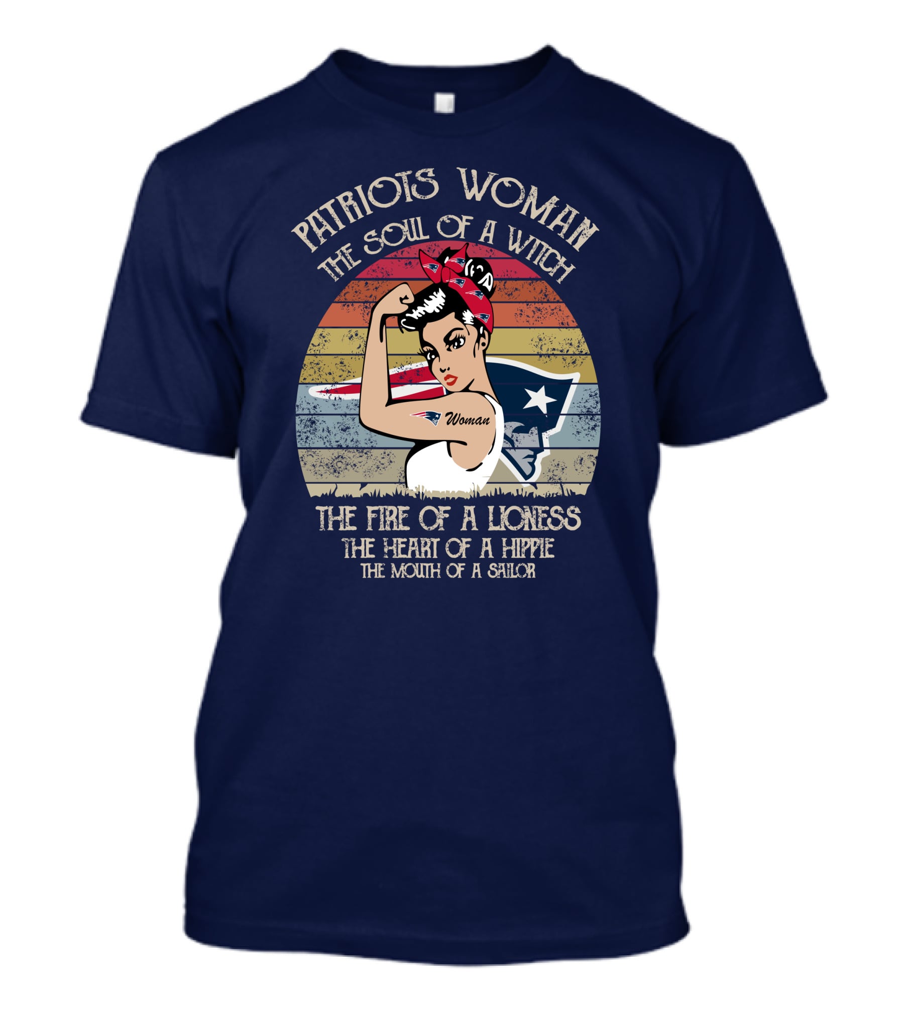 Patriots Woman The Soul Of A Witch The Fire Of A Lioness The Heart Of A Hippie The Mouth Of A Sailor T-Shirt