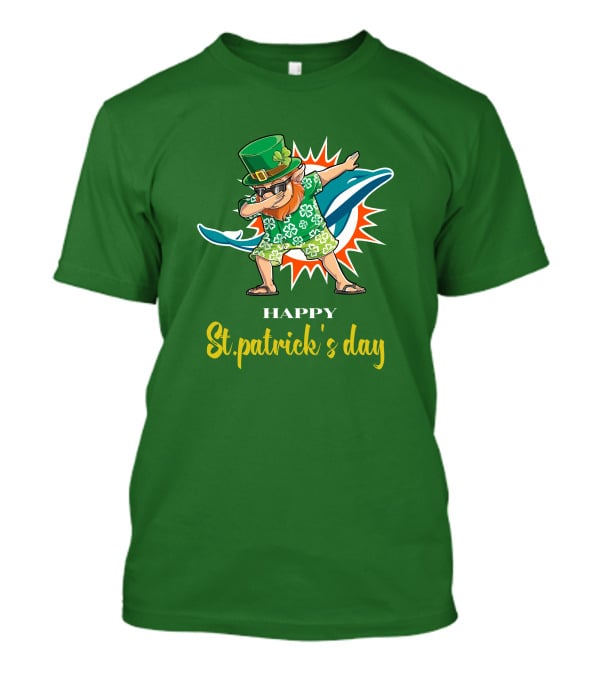 Happy St. Patrick's Day Miami Dolphins Dabbing Leprechaun T-Shirt