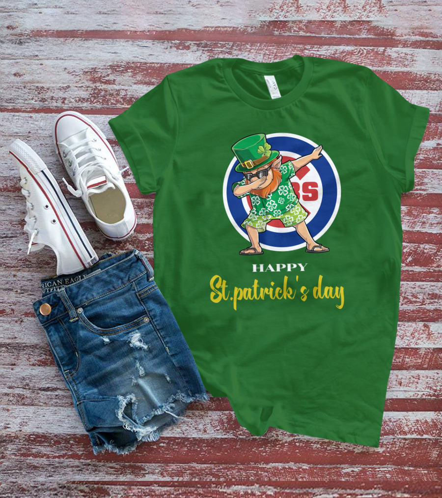 Happy St. Patrick's Day Chicago Cubs Dabbing Leprechaun T-Shirt