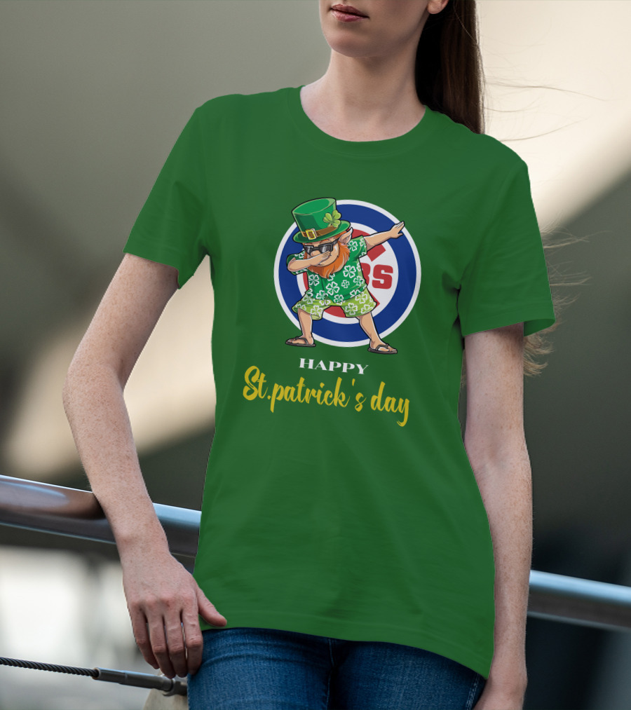 Happy St. Patrick's Day Chicago Cubs Dabbing Leprechaun T-Shirt