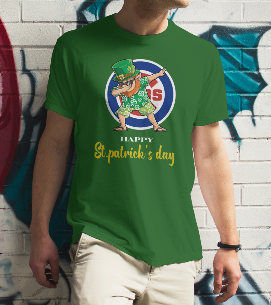 Happy St. Patrick's Day Chicago Cubs Dabbing Leprechaun T-Shirt