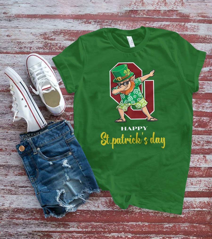 Happy St. Patrick's Day Oklahoma Sooners Dabbing Leprechaun T-Shirt