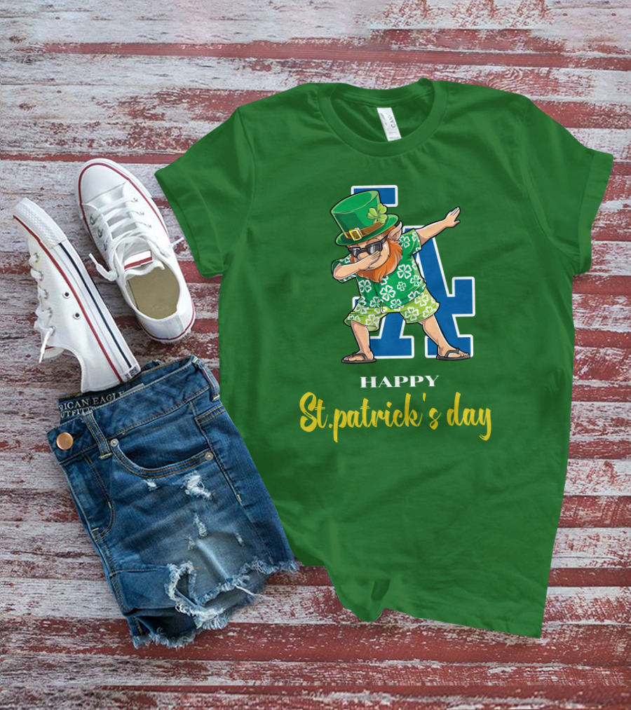 Happy St. Patrick's Day Los Angeles Dodgers Dabbing Leprechaun T-Shirt
