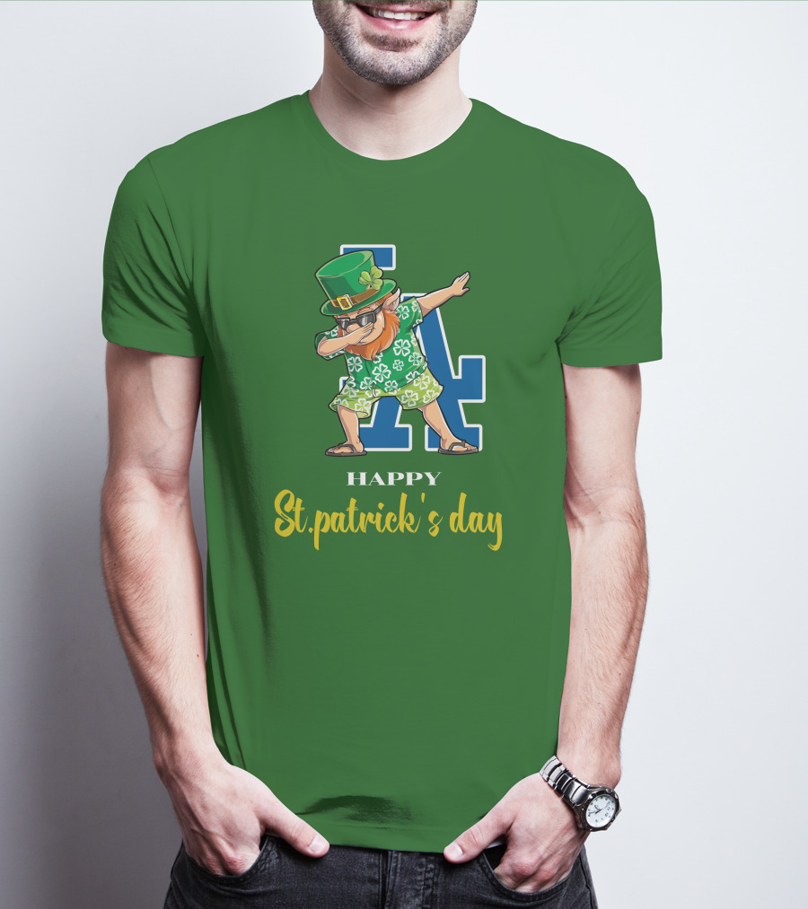 Happy St. Patrick's Day Los Angeles Dodgers Dabbing Leprechaun T-Shirt