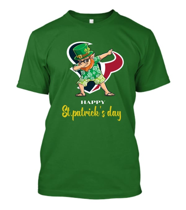 Houston Texans Happy St. Patrick's Day Dabbing Leprechaun T-Shirt