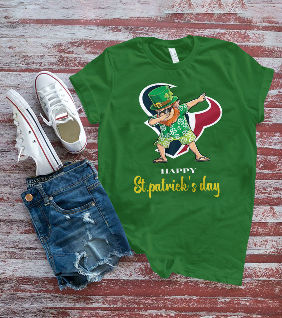 Houston Texans Happy St. Patrick's Day Dabbing Leprechaun T-Shirt