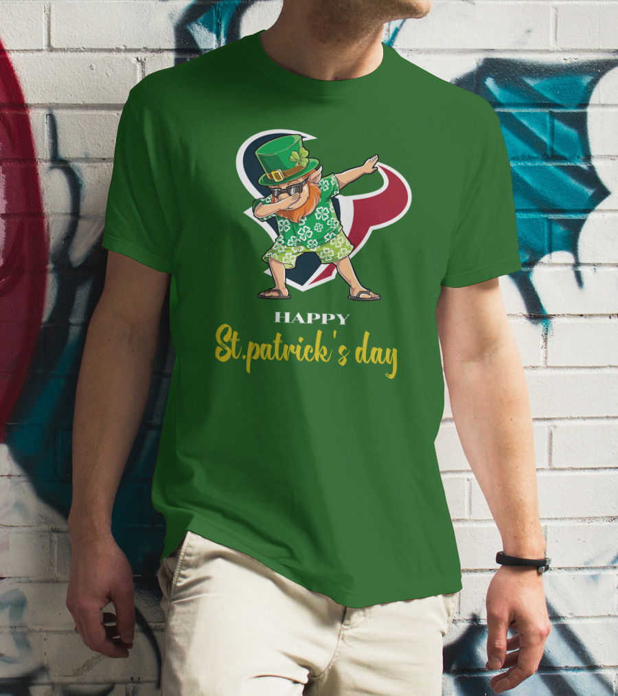Houston Texans Happy St. Patrick's Day Dabbing Leprechaun T-Shirt