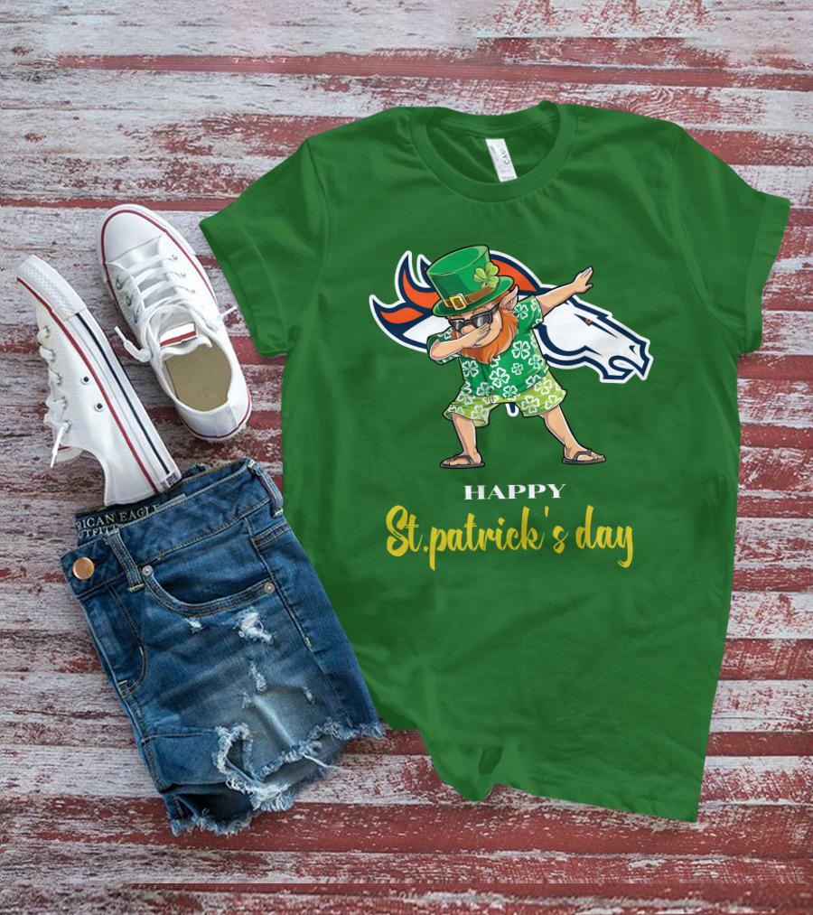 Happy St. Patrick's Day Denver Broncos Dabbing Leprechaun T-Shirt