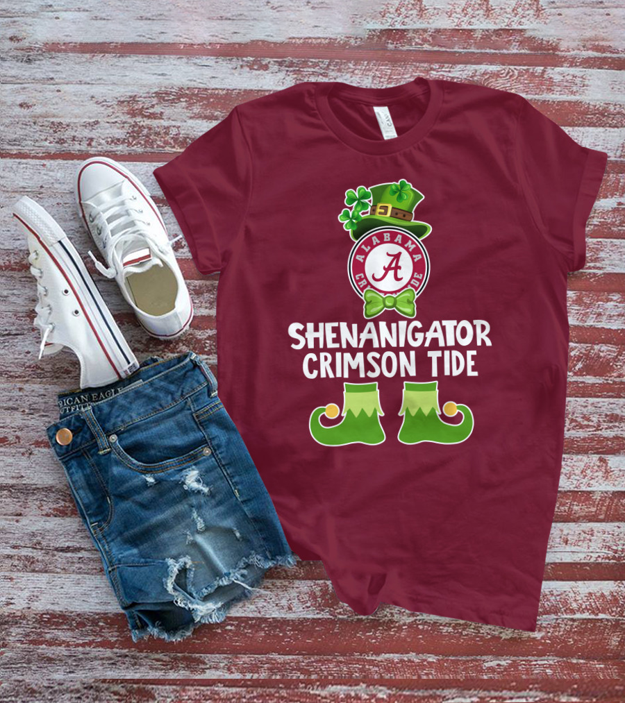 Shenanigator Alabama Crimson Tide St. Patrick's Day Funny Leprechaun T-Shirt