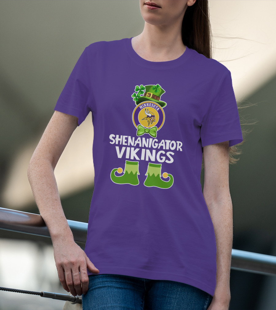 Shenanigator Minnesota Vikings St. Patrick's Day Funny Leprechaun T-Shirt