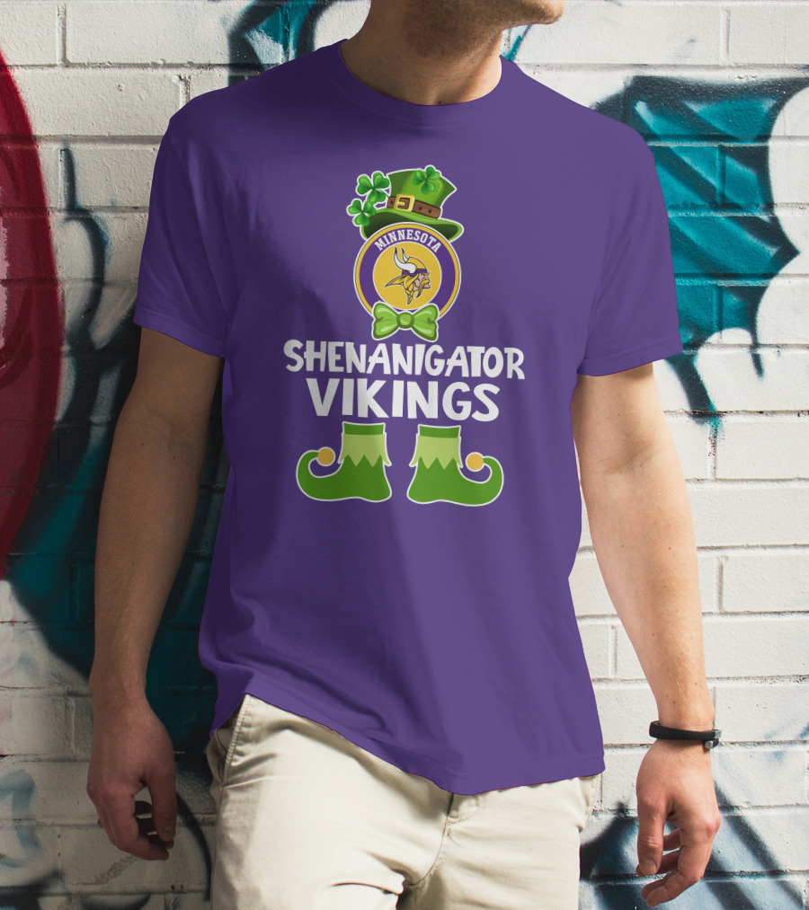 Shenanigator Minnesota Vikings St. Patrick's Day Funny Leprechaun T-Shirt