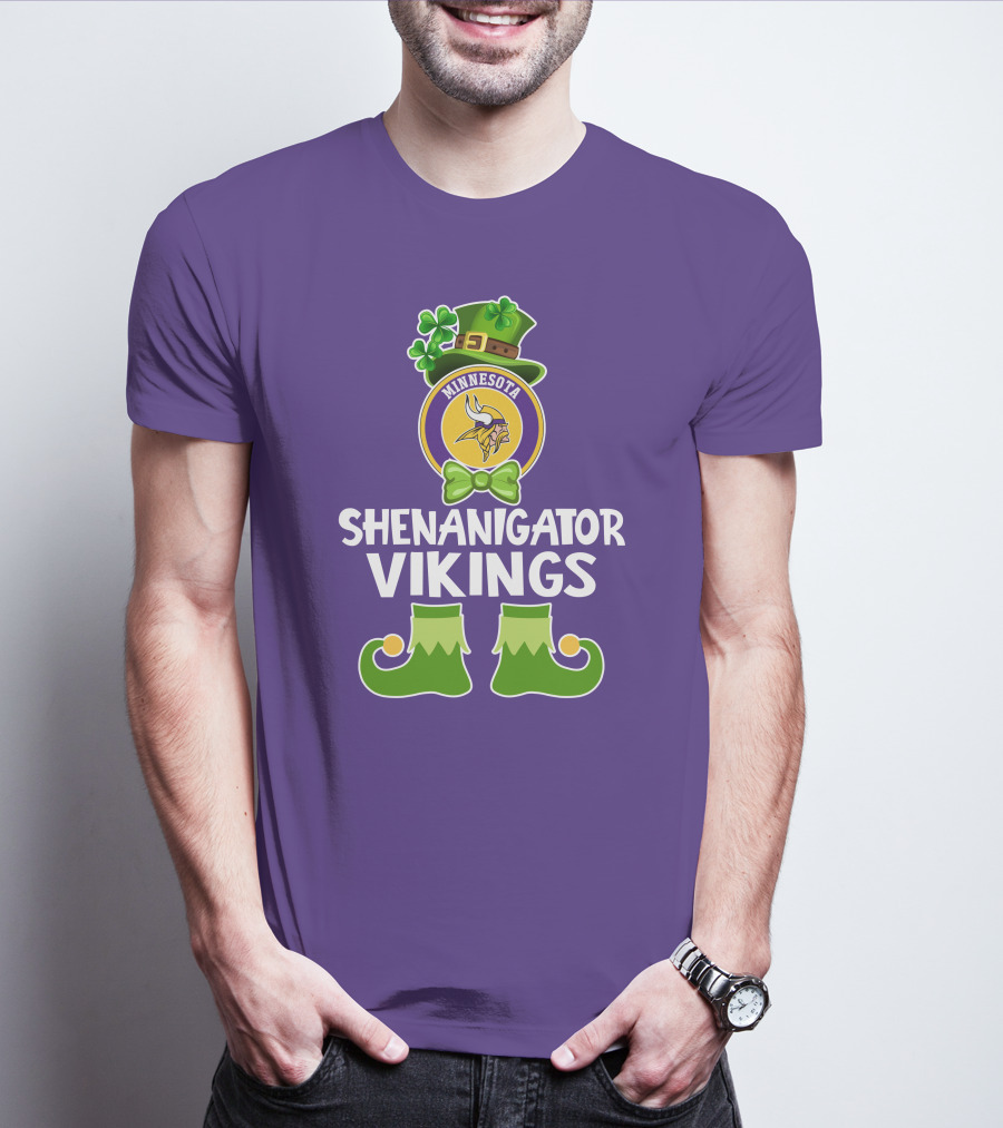 Shenanigator Minnesota Vikings St. Patrick's Day Funny Leprechaun T-Shirt