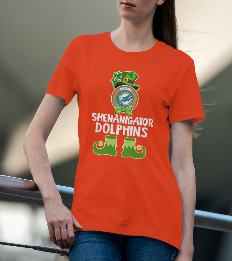 Shenanigator Miami Dolphins St. Patrick's Day Funny Leprechaun T-Shirt
