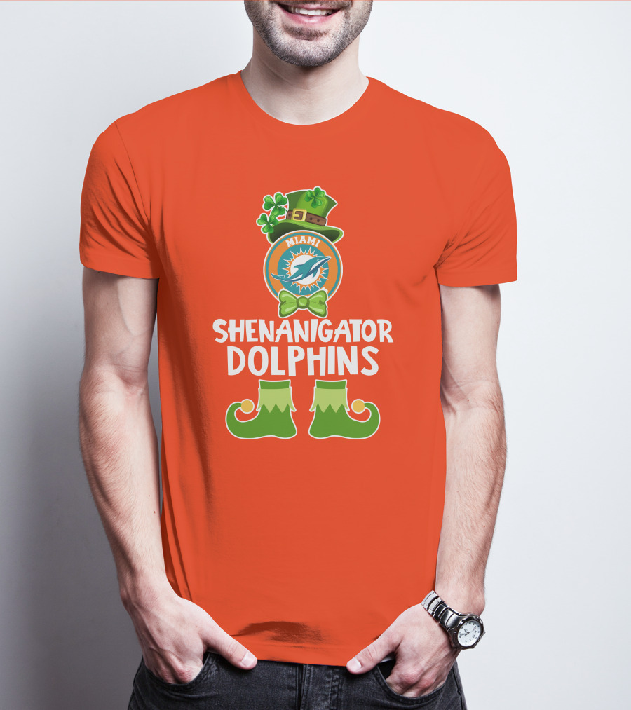 Shenanigator Miami Dolphins St. Patrick's Day Funny Leprechaun T-Shirt
