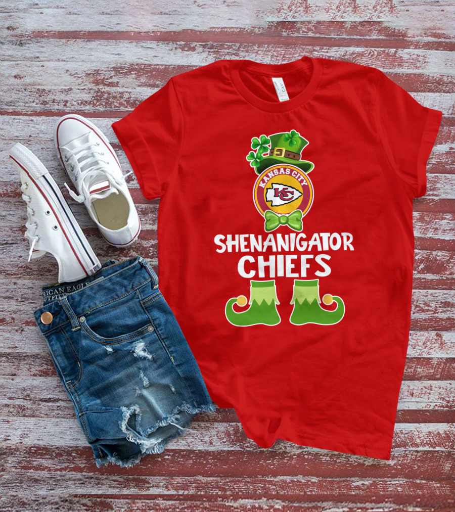 Kansas City Chiefs Shenanigator Leprechaun St. Patrick's Day Fun T-Shirt