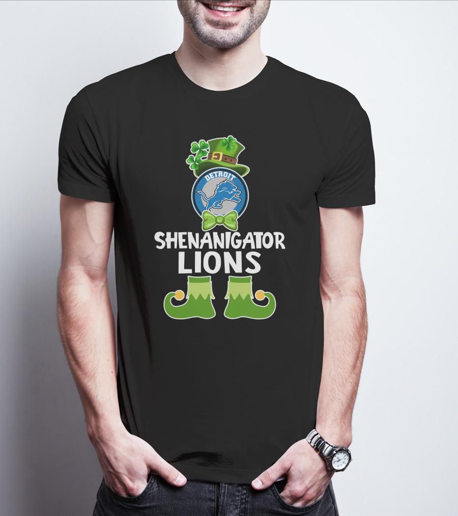 Detroit Shenanigator Leprechaun Lions St. Patrick's Day T-Shirt