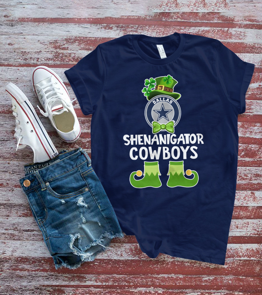Shenanigator Dallas Cowboys Leprechaun St. Patrick's Day Fun T-Shirt