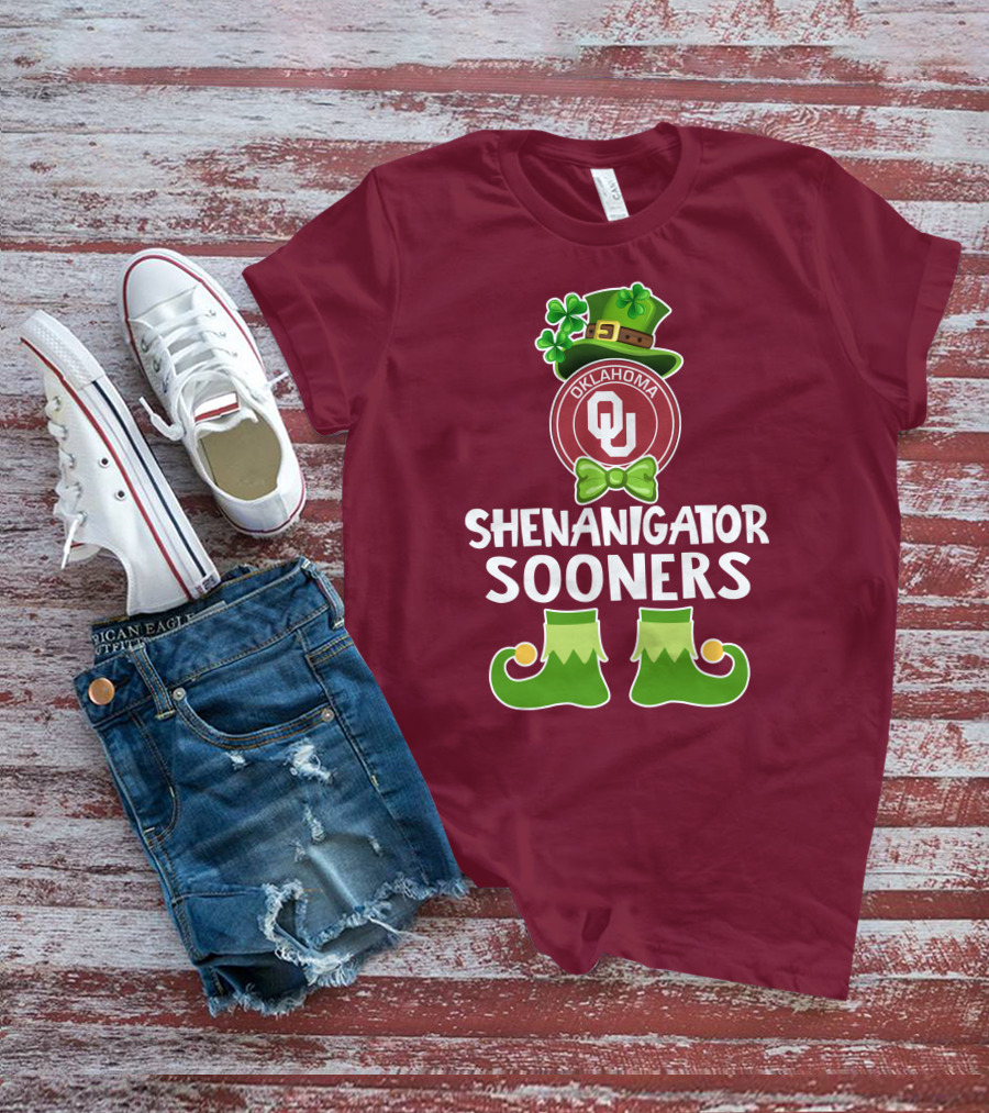 Shenanigator Oklahoma Sooners Funny Leprechaun St. Patrick's Day T-Shirt