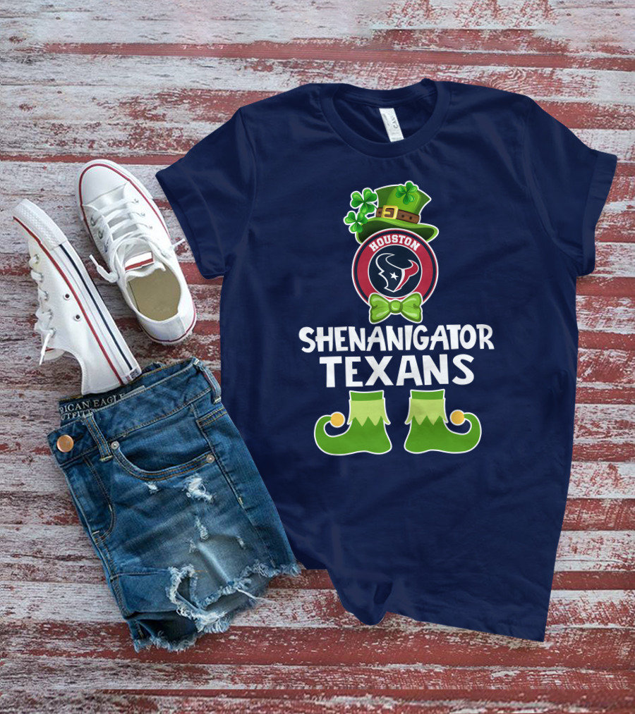 Shenanigator Houston Texans Leprechaun St. Patrick's Day T-Shirt