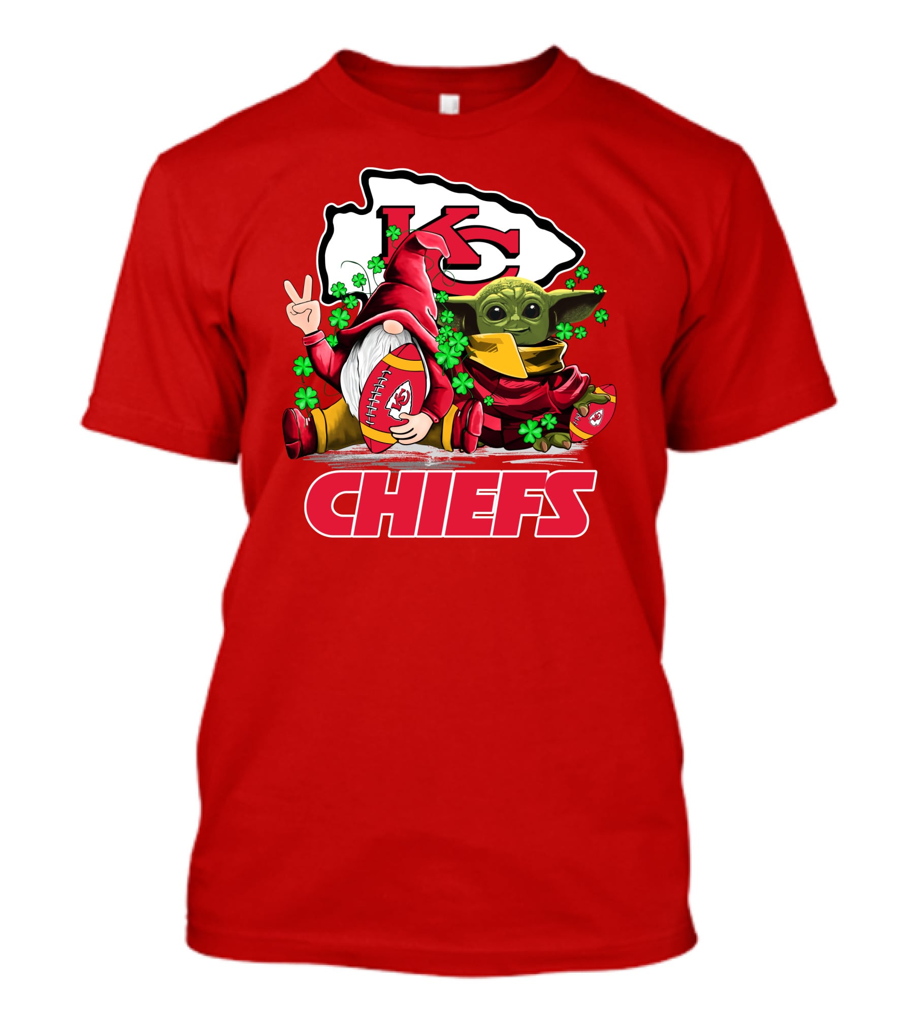 Kansas City Chiefs Leprechauns Gnomes Baby Yoda Hug T-Shirt