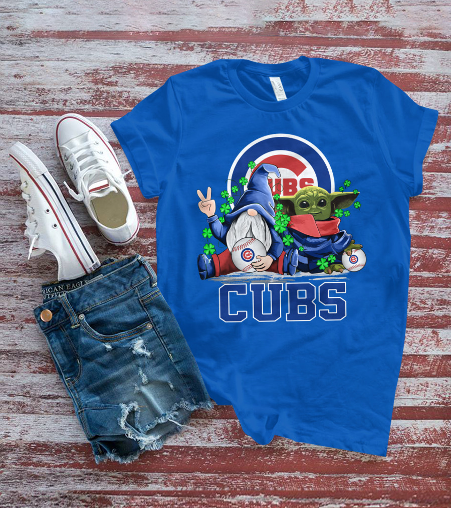 Chicago Cubs Leprechauns Gnomes Baby Yoda Baseball T-Shirt