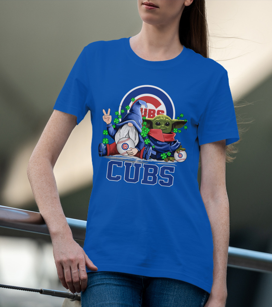 Chicago Cubs Leprechauns Gnomes Baby Yoda Baseball T-Shirt