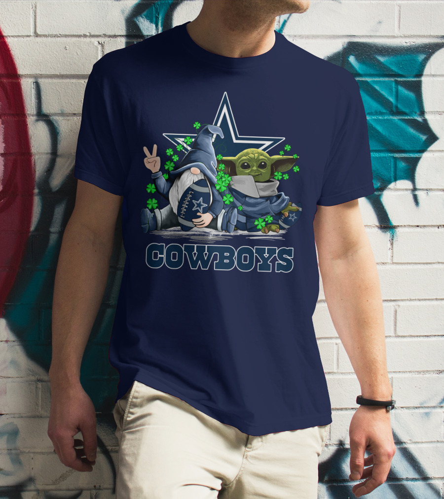 Cowboys Gnome Baby Yoda Shamrocks Dallas Football T-Shirt