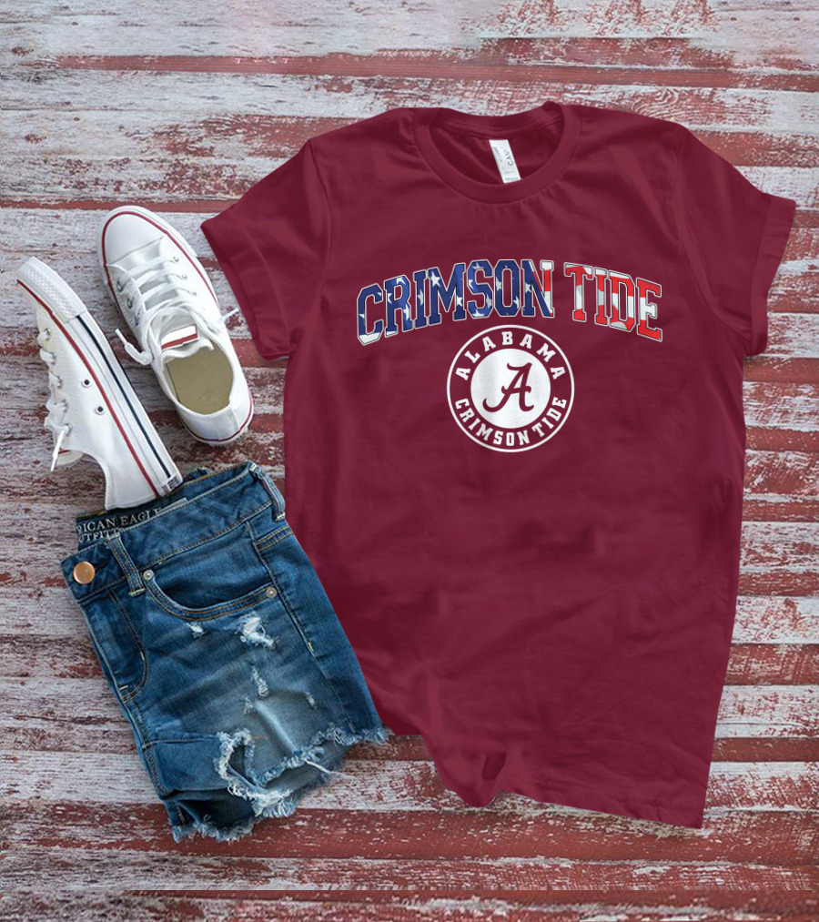 Alabama Crimson Tide American Flag Crimson Tide Circle T-Shirt