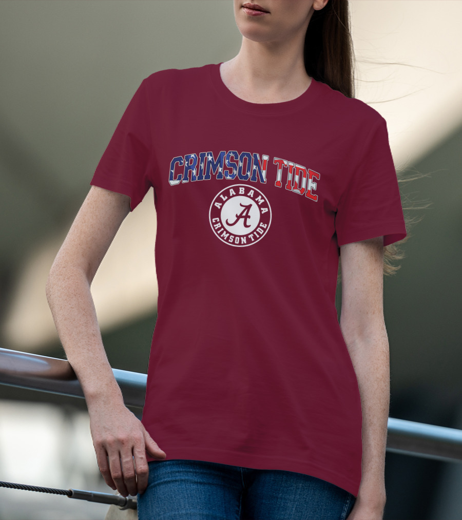 Alabama Crimson Tide American Flag Crimson Tide Circle T-Shirt