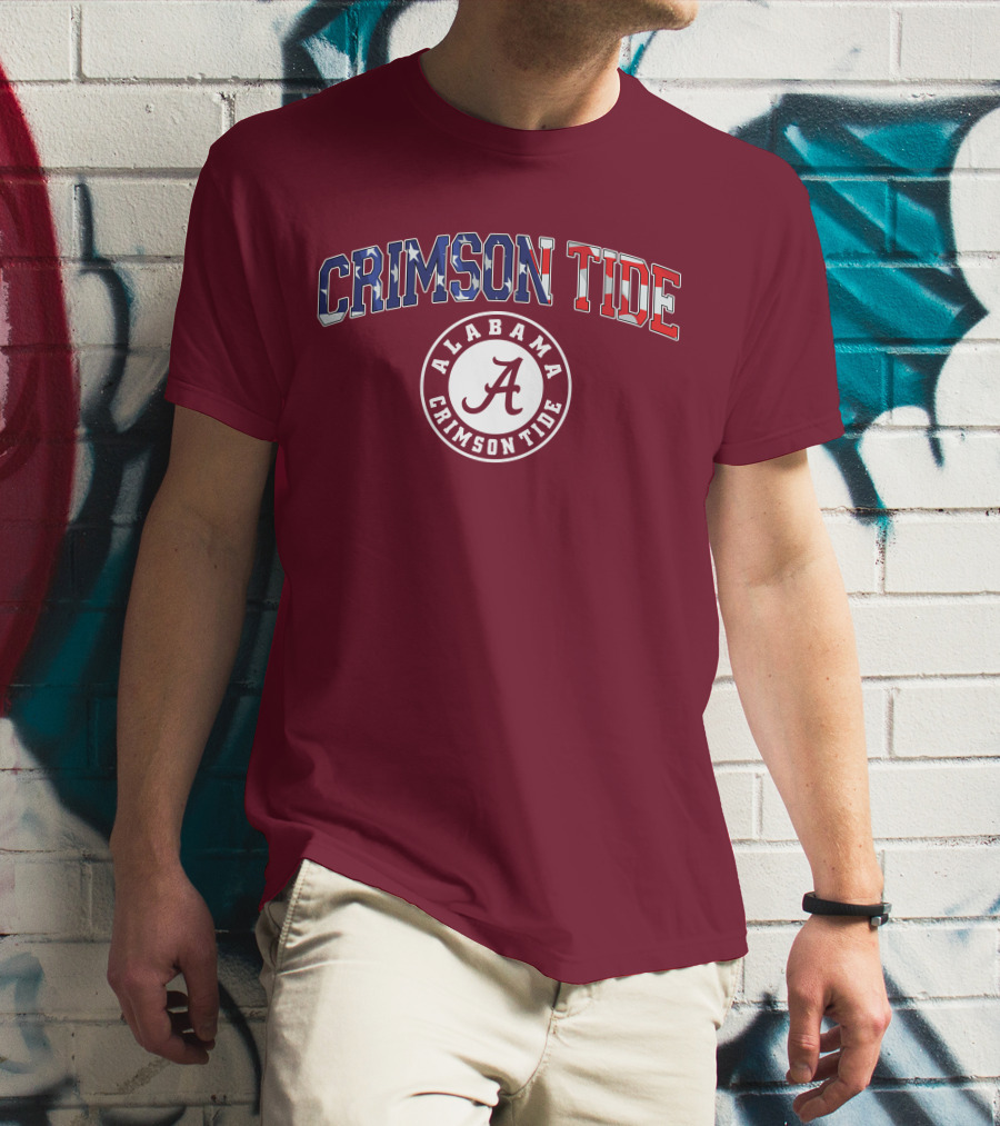 Alabama Crimson Tide American Flag Crimson Tide Circle T-Shirt