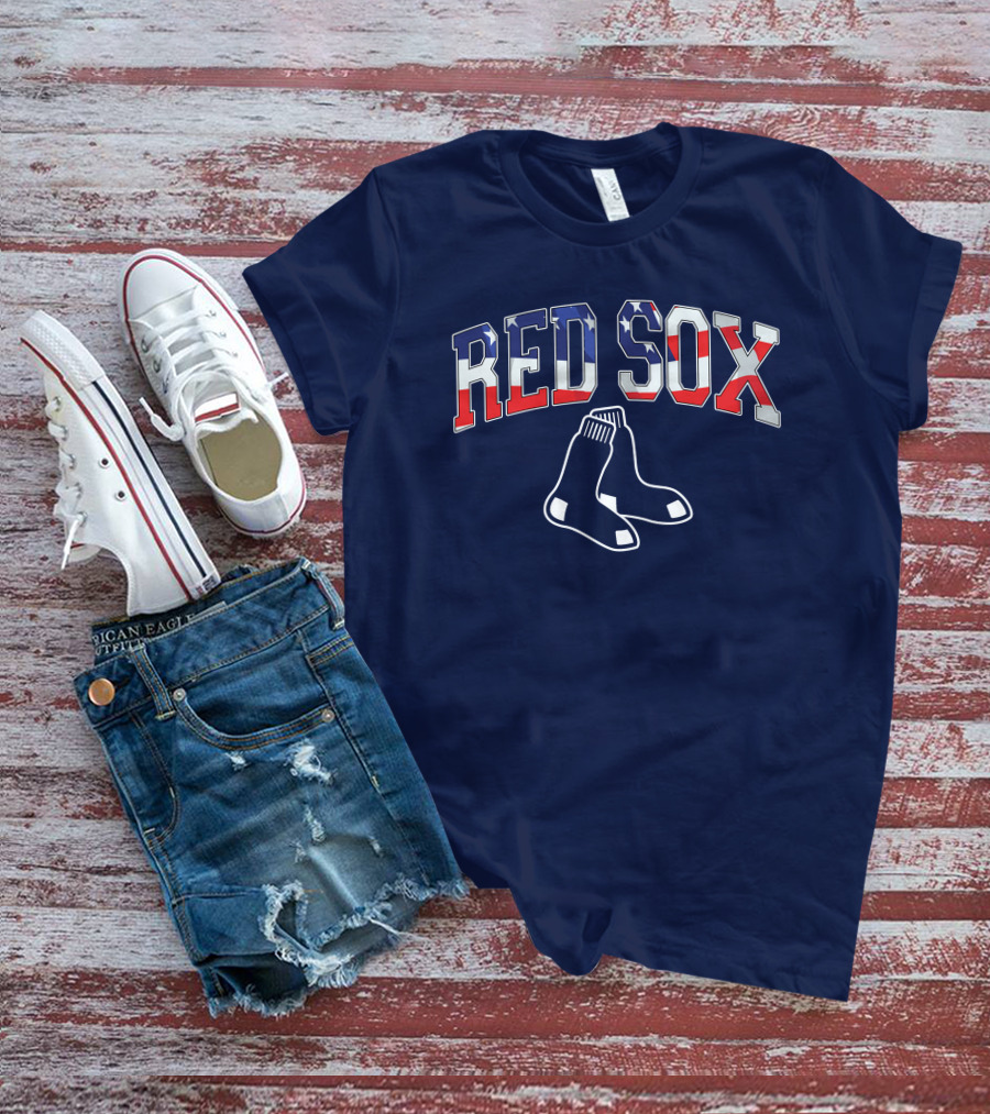 Boston Red Sox American Flag Socks T-Shirt
