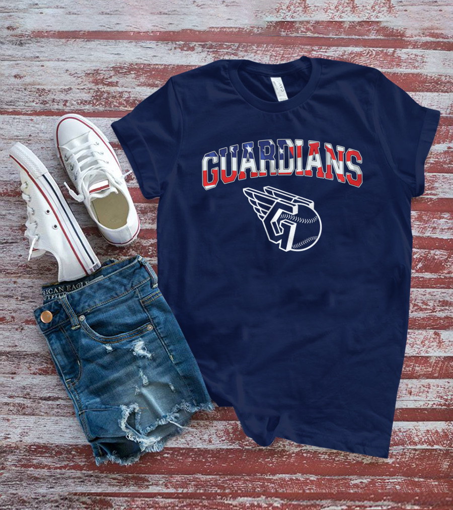 Guardians American Flag Baseball Emblem T-Shirt
