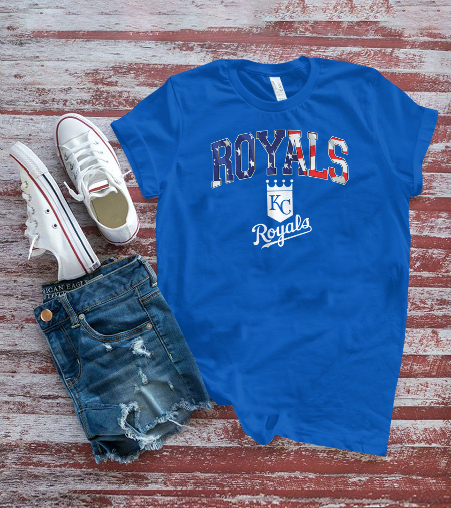 Kansas City Royals KC American Flag Logo Royals T-Shirt