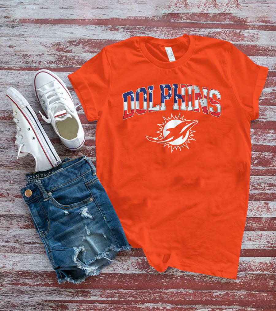 Dolphins American Flag Miami Football T-Shirt