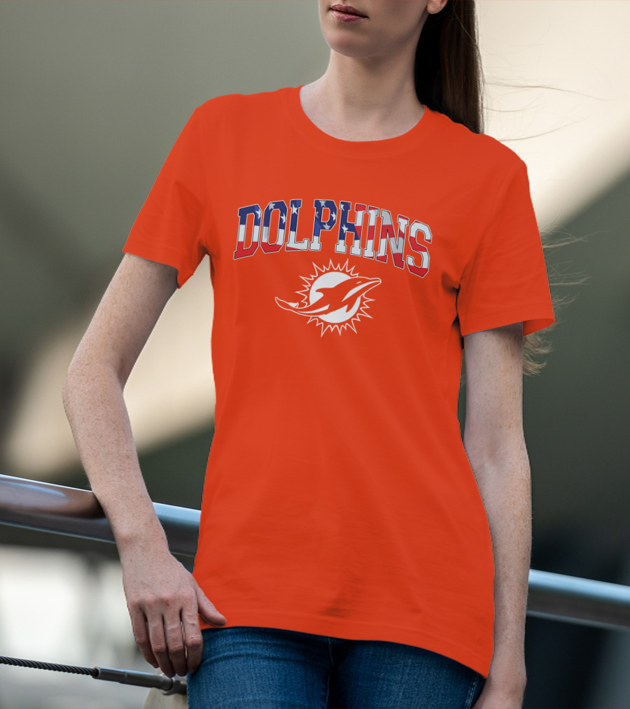 Dolphins American Flag Miami Football T-Shirt