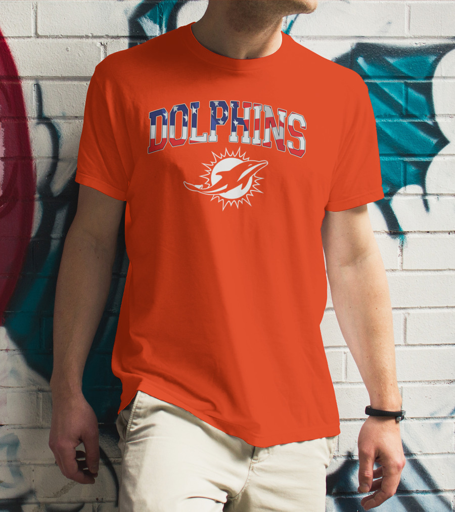 Dolphins American Flag Miami Football T-Shirt