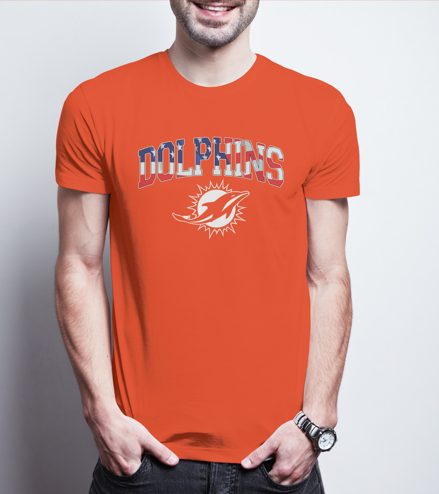 Dolphins American Flag Miami Football T-Shirt