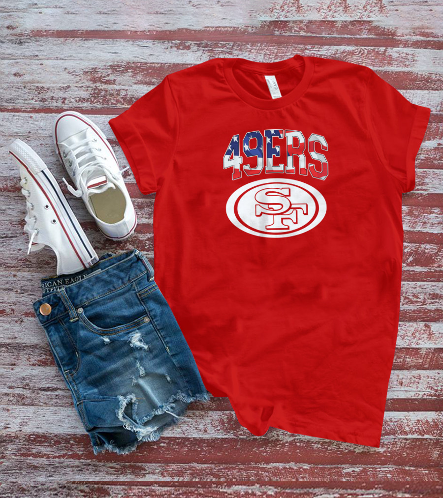 San Francisco 49ers 49ers American Flag SF Oval T-Shirt