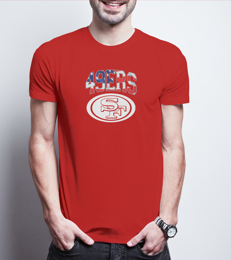 San Francisco 49ers 49ers American Flag SF Oval T-Shirt