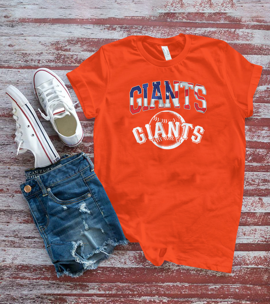 San Francisco Giants American Flag Baseball Letters USA T-Shirt