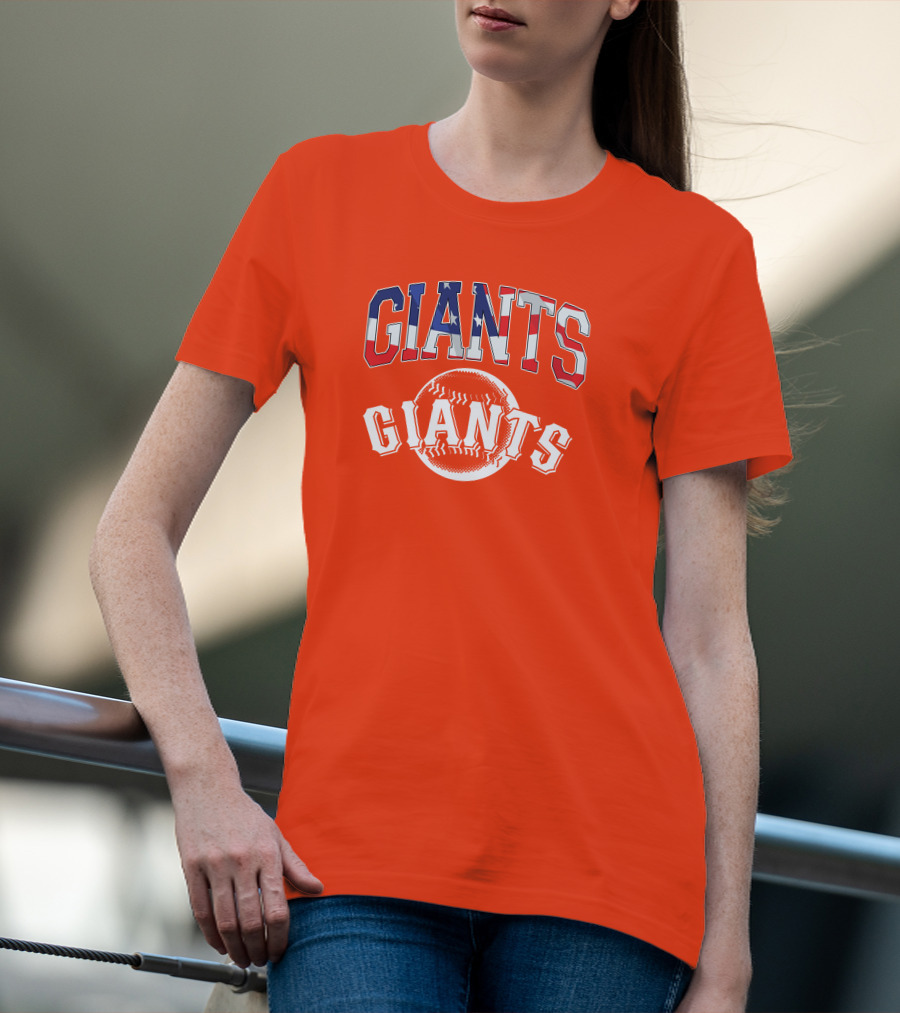 San Francisco Giants American Flag Baseball Letters USA T-Shirt