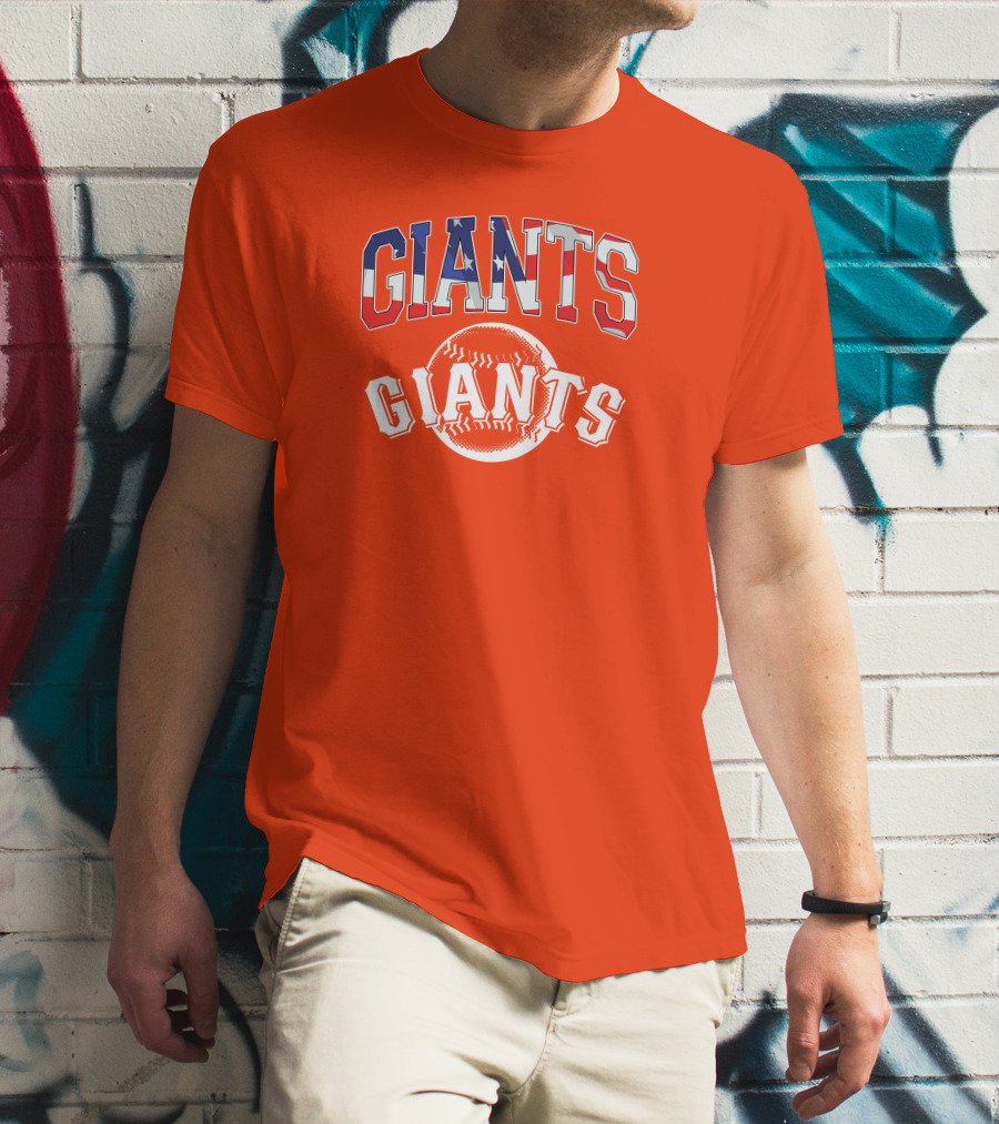 San Francisco Giants American Flag Baseball Letters USA T-Shirt