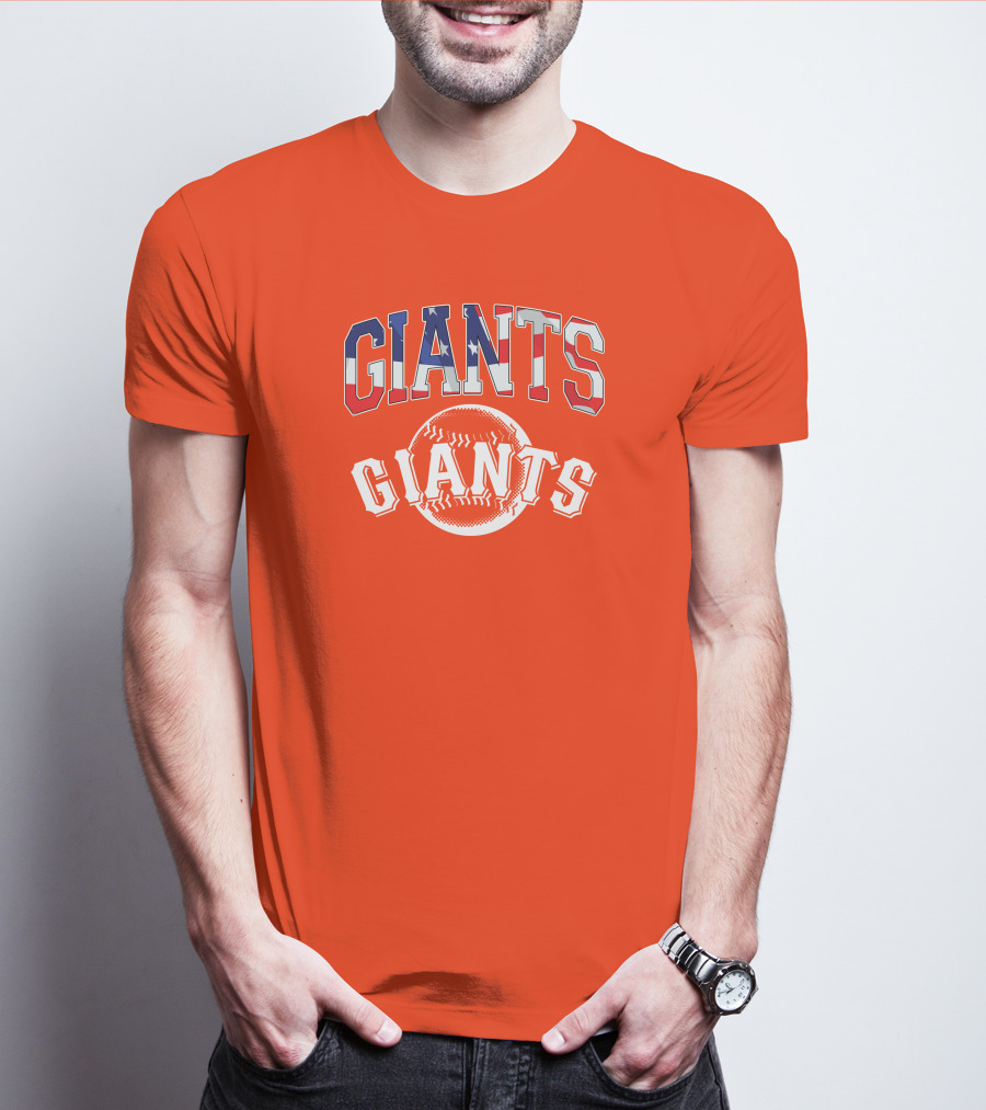 San Francisco Giants American Flag Baseball Letters USA T-Shirt