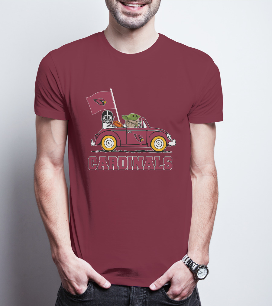 Arizona Cardinals Darth Vader Baby Yoda Car Star Wars T-Shirt