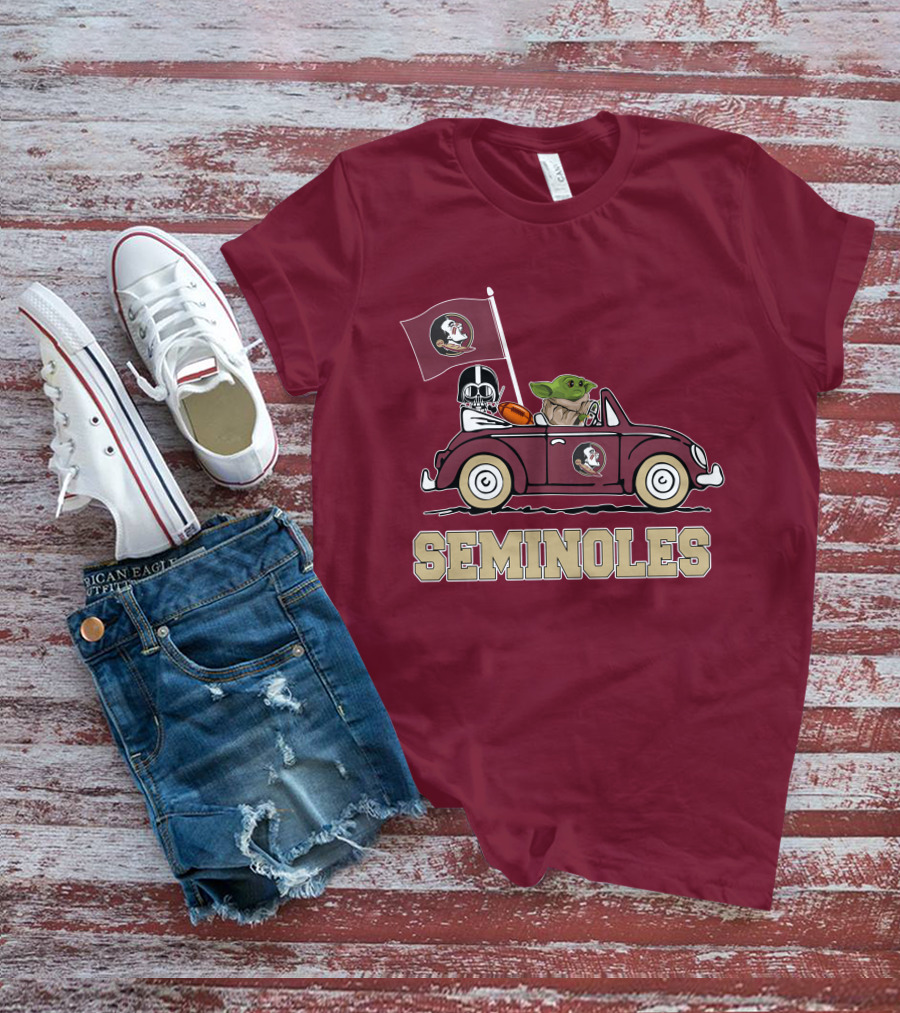 Seminoles Darth Vader Baby Yoda Driving Florida State Star Wars T-Shirt