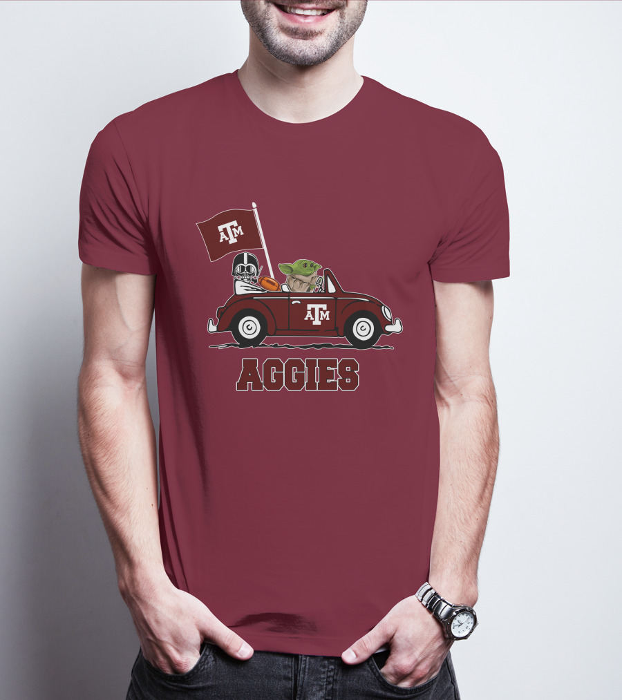 Aggies Star Wars Inspired Driving Scene With Football And Flag T-Shirt