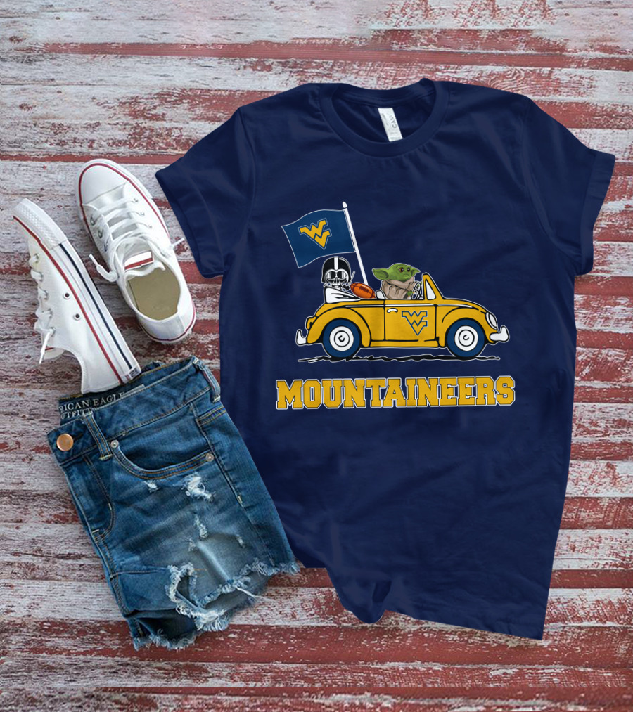 Mountaineers WVM Driving Featuring Baby Yoda And Football Helmet T-Shirt