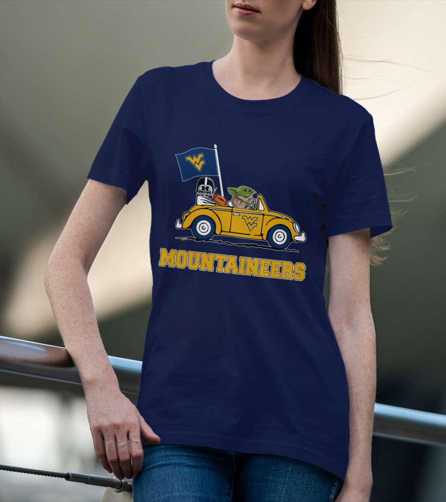 Mountaineers WVM Driving Featuring Baby Yoda And Football Helmet T-Shirt