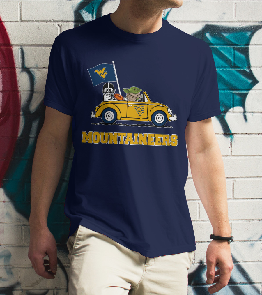 Mountaineers WVM Driving Featuring Baby Yoda And Football Helmet T-Shirt