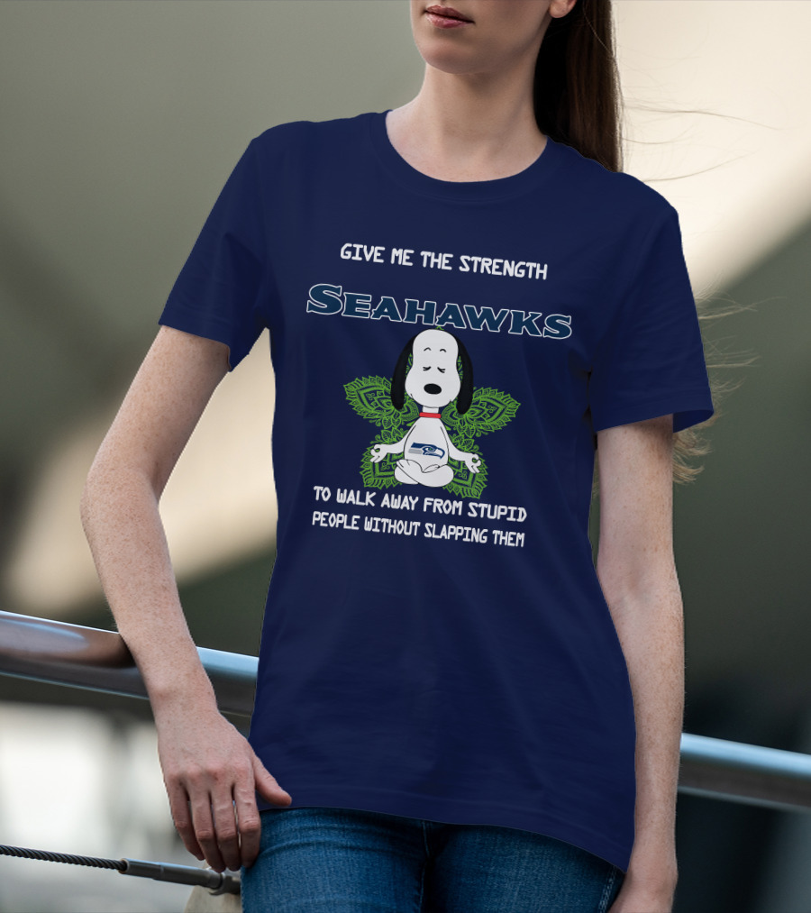 Seahawks Snoopy Yoga Give Me The Strength To Walk Away From Stupid People Without Slapping Them T-Shirt